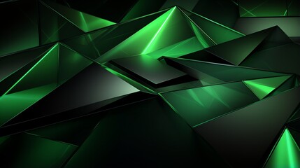 Obraz premium 3D wallpaper abstract triangle modern glows green black