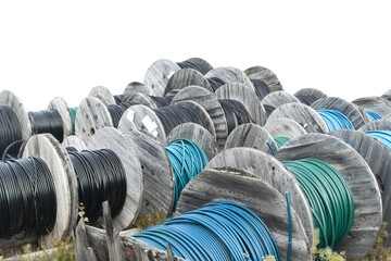 Heap of cable drums, transparent png