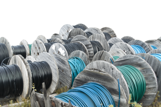 Heap of cable drums, transparent png