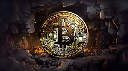 Bitcoin BTC mining miners crypto blockchain, AI generated	