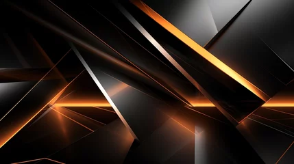 Foto op Plexiglas 3D wallpaper abstract triangle modern glows orange, black colors  © rajagambar99