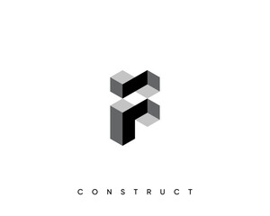 Modern construct logo design template for business identity. Structure vector design symbol. Letter F.