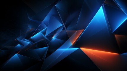 3D wallpaper abstract triangle modern glows blue, black