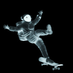 astronaut is falling off the skate