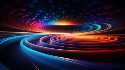 Obraz premium Smooth Concentric Circular Patterns with Colorful Light Streaks