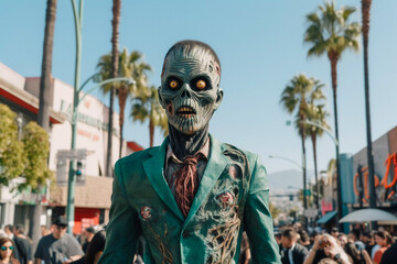 Apocalyptic Encounters: Zombie Spotted on a Los Angeles Street, Generative AI