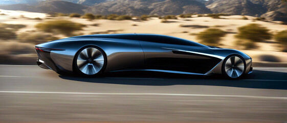 Ultramodernes, Windschnittiges Auto. Reisen in der Zukunft. Studie. ki 3d rendering