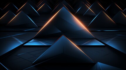 3D wallpaper abstract triangle modern glows blue