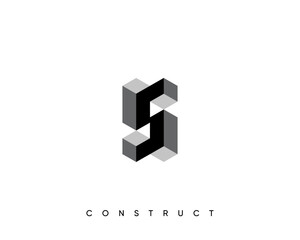 Modern construct logo design template for business identity. Structure vector design symbol. Monogram letter S.