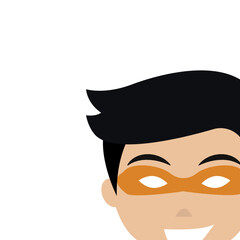 Isolated cute happy male super hero avatar character Vector