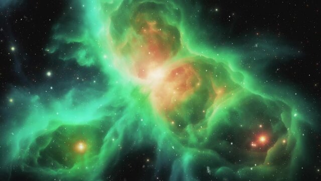 Radiation green galaxy. An amazing nebula that arose during a supernova explosion.