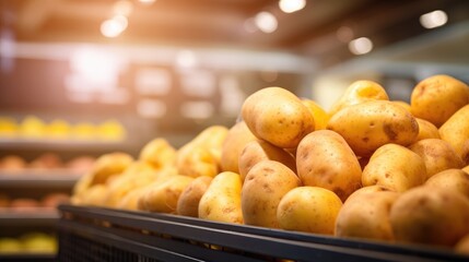 Fresh potato in a supermarket - obrazy, fototapety, plakaty