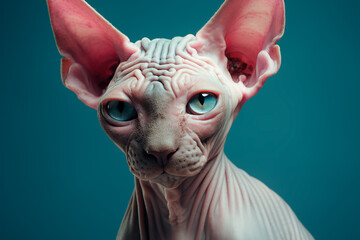 Obraz premium Sphynx cat on a black isolated background