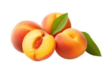 ripe apricots isolated on white, PNG