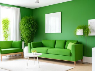 modern interior design with light green background