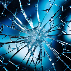 Fototapeta premium Broken glass or window, might be a bullet hole or a ball that broke it. 