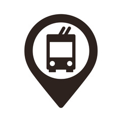 Obraz premium Trolley bus station map pin. Trolley bus station location pin. GPS trolley bus location symbol for apps and websites
