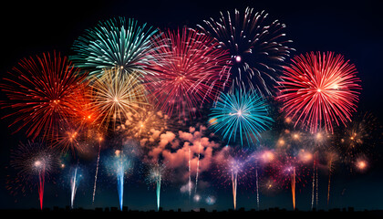 Silvester celebration with colorful fireworks on New Year's Eve - Generativ AI