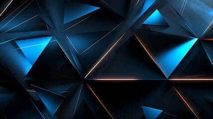 3D wallpaper abstract triangle modern glows blue