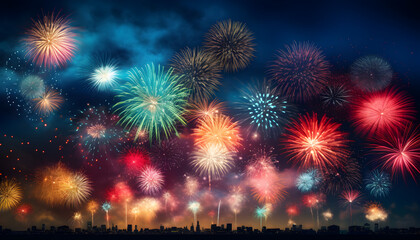 Silvester celebration with colorful fireworks on New Year's Eve - Generativ AI