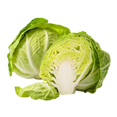 Fototapeta premium Half and one cabbage isolated on white background