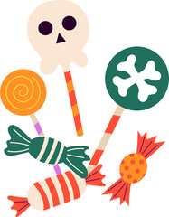 Handdrawn set of Halloween candies