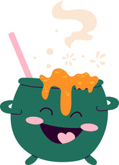 Happy cauldron with potion for Halloween party