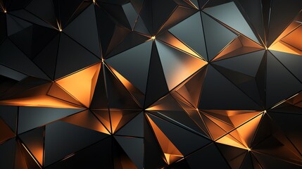 3D wallpaper abstract triangle modern glows orange black