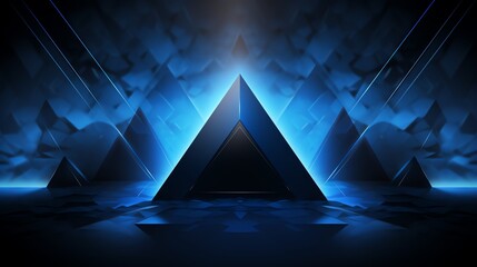 3D wallpaper abstract triangle modern glows blue - obrazy, fototapety, plakaty