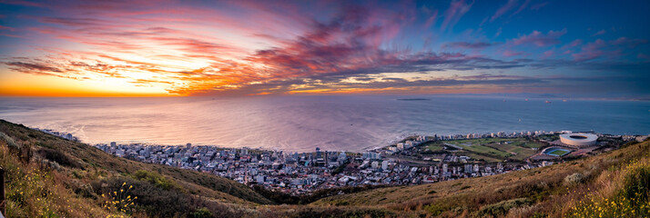 Signal Hill sunset viewpoint over Cape Town in Western Cape, South Africa