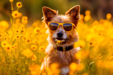 Funny dog with sunglasses