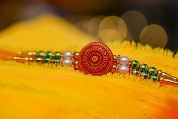 raksha bandhan, rakhi closeup photo With Blur background