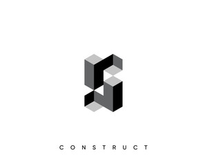 Modern construct logo design template for business identity. Structure vector design symbol. Monogram letter S.