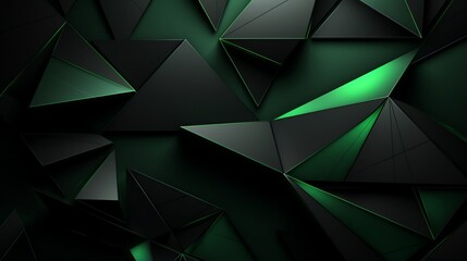 3D wallpaper abstract triangle modern glows green black