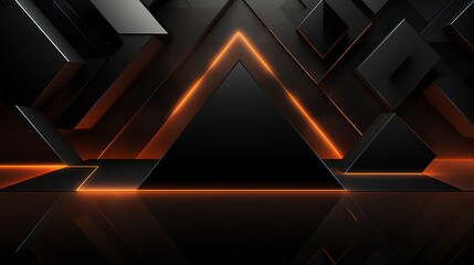 3D wallpaper abstract triangle modern glows orange black