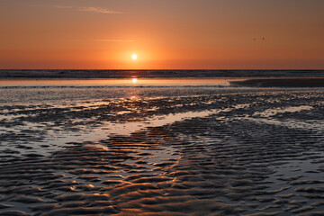 red sunset on the sea