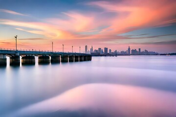 Fototapeta premium sunset over the river , natural beauty 