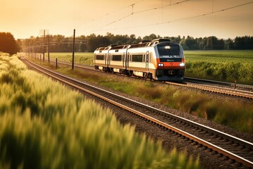 Obraz premium Fast train in countryside
