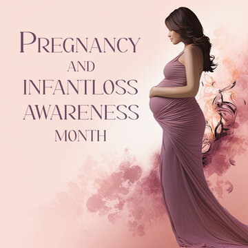 Background illustration of pregnancy and baby loss awareness month with pregnant woman