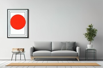 3 d illustration - interior design of modern room with red and black wall3 d illustration - interior