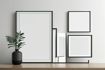 mockup poster in a frame, 3 d illustration of a modern design.mockup poster in a frame, 3 d illustra