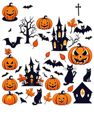 Halloween set with pumpkins