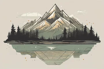 No drill light filtering roller blinds Mountains mountain lake landscape illustrationmountain lake landscape illustrationmountain lake with mountains