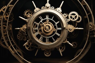vintage clock on wooden backgroundvintage clock on wooden backgroundold clock with clock gears on th