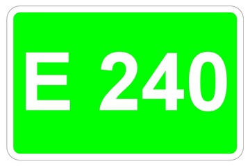 Illustration eines Europastraßenschildes der E 240 in Europa	