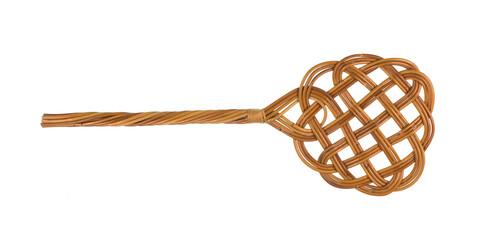 rattan carpet beater isolated on white background