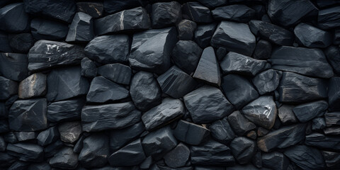 Textured natural dark grey stone wallpaper background with copy space  