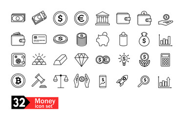 Money, finance - icons set