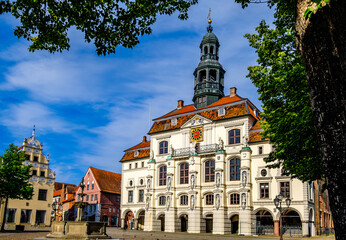 historic buildings at the old town of Lueneburg - Germany