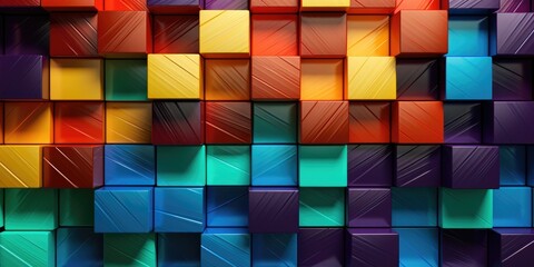 Abstract background of multi-colored cubes, generative ai